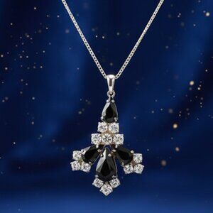 Black and Gold Delicate Tear Drop Pendant Necklace